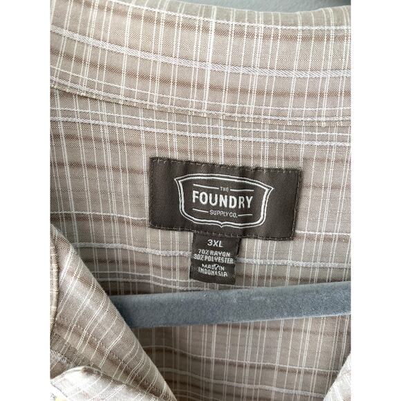 Men’s Neutral Lightweight Textured Plaid Collared Button-up  Mens  Size 3X - Picture 4 of 9